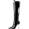 imageFSJ Women Fashion Lace up Stiletto High Heels Under the Knee Boots Pointed Toe Rhinestone Strappy Heeled Booties with Zipper Size 415 USBlack