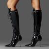 imageFSJ Women Fashion Lace up Stiletto High Heels Under the Knee Boots Pointed Toe Rhinestone Strappy Heeled Booties with Zipper Size 415 USBlack