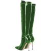 imageFSJ Women Fashion Lace up Stiletto High Heels Under the Knee Boots Pointed Toe Rhinestone Strappy Heeled Booties with Zipper Size 415 USGreen