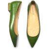 imageFSJ Women Leather Pointed Toe Flat Pumps Low Heel Slip On Comfortable Office Dress Shoes Size 412 USGreen