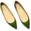 imageFSJ Women Leather Pointed Toe Flat Pumps Low Heel Slip On Comfortable Office Dress Shoes Size 412 USGreen