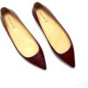 imageFSJ Women Leather Pointed Toe Flat Pumps Low Heel Slip On Comfortable Office Dress Shoes Size 412 USWine Red