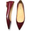 imageFSJ Women Leather Pointed Toe Flat Pumps Low Heel Slip On Comfortable Office Dress Shoes Size 412 USWine Red