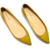 imageFSJ Women Leather Pointed Toe Flat Pumps Low Heel Slip On Comfortable Office Dress Shoes Size 412 USYellow