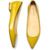 imageFSJ Women Leather Pointed Toe Flat Pumps Low Heel Slip On Comfortable Office Dress Shoes Size 412 USYellow
