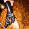 imageFSJ Women Rhinestone Crystal Knee High Boots Pointed Toe Stiletto Heel Boots Side Zipper Gemstone Strap Fashion Party Dress Shoes Size 416 USBlack