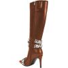 imageFSJ Women Rhinestone Crystal Knee High Boots Pointed Toe Stiletto Heel Boots Side Zipper Gemstone Strap Fashion Party Dress Shoes Size 416 USBrown