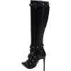 imageFSJ Women Sexy Knee High Boots Pointed Toe Rivets Strappy Tassels Stiletto High Heel Side Zipper Fashion Stripper Party Dressy Shoes Size 416 USBlack
