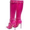 imageFSJ Women Sexy Knee High Boots Pointed Toe Rivets Strappy Tassels Stiletto High Heel Side Zipper Fashion Stripper Party Dressy Shoes Size 416 USHot Pink