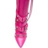 imageFSJ Women Sexy Knee High Boots Pointed Toe Rivets Strappy Tassels Stiletto High Heel Side Zipper Fashion Stripper Party Dressy Shoes Size 416 USHot Pink