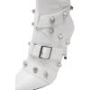 imageFSJ Women Sexy Knee High Boots Pointed Toe Rivets Strappy Tassels Stiletto High Heel Side Zipper Fashion Stripper Party Dressy Shoes Size 416 USWhite