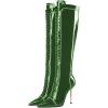 imageFSJ Women Fashion Lace up Stiletto High Heels Under the Knee Boots Pointed Toe Rhinestone Strappy Heeled Booties with Zipper Size 415 USGreen