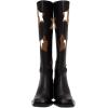 imageFSJ Women Chic Closed Square Toe Block Chunky High Heel Knee High Boots Star Cutout Back Zipper Casual Walking Shoes Size 415 USBlack