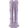 imageFSJ Women Chic Closed Square Toe Block Chunky High Heel Knee High Boots Star Cutout Back Zipper Casual Walking Shoes Size 415 USLight Purple
