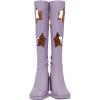 imageFSJ Women Chic Closed Square Toe Block Chunky High Heel Knee High Boots Star Cutout Back Zipper Casual Walking Shoes Size 415 USLight Purple