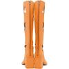 imageFSJ Women Chic Closed Square Toe Block Chunky High Heel Knee High Boots Star Cutout Back Zipper Casual Walking Shoes Size 415 USOrange