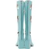 imageFSJ Women Chic Closed Square Toe Block Chunky High Heel Knee High Boots Star Cutout Back Zipper Casual Walking Shoes Size 415 USTurquoise