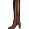 imageFSJ Women Closed Point Toe Boots Comfort Sexy Zipper Medium Chunky Heels Pull On Fancy Office Shoes Size 415 M USBrown