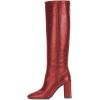imageFSJ Women Closed Point Toe Boots Comfort Sexy Zipper Medium Chunky Heels Pull On Fancy Office Shoes Size 415 M USRed