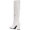 imageFSJ Women Closed Point Toe Boots Comfort Sexy Zipper Medium Chunky Heels Pull On Fancy Office Shoes Size 415 M USWhite
