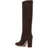 imageFSJ Women Comfortable Calf Knee Boots Stretch Pull On Round Closed Toe Chunky High Heels Suede Long Booties Ladies Dress Party Shoes Size 415 USBrown