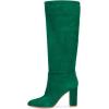 imageFSJ Women Comfortable Calf Knee Boots Stretch Pull On Round Closed Toe Chunky High Heels Suede Long Booties Ladies Dress Party Shoes Size 415 USGreen