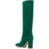 imageFSJ Women Comfortable Calf Knee Boots Stretch Pull On Round Closed Toe Chunky High Heels Suede Long Booties Ladies Dress Party Shoes Size 415 USGreen