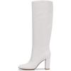 imageFSJ Women Comfortable Calf Knee Boots Stretch Pull On Round Closed Toe Chunky High Heels Suede Long Booties Ladies Dress Party Shoes Size 415 USWhite