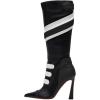 imageFSJ Women Multicolor Knee High Boots Pointed Toe Tall High Heel Long Boots Side Zipper Novel Color Matching Party Fancy Dress Shoes Size 416 USBlackWhite