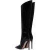 imageFSJ Women Patent Leather PU Pointed Toe Knee High Booties Winter Waterproof Slim High Heel MidCalf Boots Side Zipper Trendy Boots Size 415 USBlack