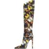 imageFSJ Women Patent Leather PU Pointed Toe Knee High Booties Winter Waterproof Slim High Heel MidCalf Boots Side Zipper Trendy Boots Size 415 USButterfly