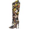 imageFSJ Women Patent Leather PU Pointed Toe Knee High Booties Winter Waterproof Slim High Heel MidCalf Boots Side Zipper Trendy Boots Size 415 USButterfly