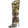 imageFSJ Women Patent Leather PU Pointed Toe Knee High Booties Winter Waterproof Slim High Heel MidCalf Boots Side Zipper Trendy Boots Size 415 USButterfly