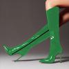 imageFSJ Women Patent Leather PU Pointed Toe Knee High Booties Winter Waterproof Slim High Heel MidCalf Boots Side Zipper Trendy Boots Size 415 USGreen