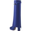 imageFSJ Women Platform Chunky Heel Knee High Boots Fold Over Closed Square Toe Back Zipper High Heels Wide Calf Chic Casual Daily Boots Size 416 USBlue