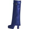 imageFSJ Women Platform Chunky Heel Knee High Boots Fold Over Closed Square Toe Back Zipper High Heels Wide Calf Chic Casual Daily Boots Size 416 USBlue