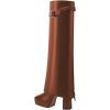 imageFSJ Women Platform Chunky Heel Knee High Boots Fold Over Closed Square Toe Back Zipper High Heels Wide Calf Chic Casual Daily Boots Size 416 USBrown