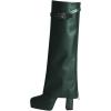 imageFSJ Women Platform Chunky Heel Knee High Boots Fold Over Closed Square Toe Back Zipper High Heels Wide Calf Chic Casual Daily Boots Size 416 USGreen