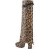 imageFSJ Women Platform Chunky Heel Knee High Boots Fold Over Closed Square Toe Back Zipper High Heels Wide Calf Chic Casual Daily Boots Size 416 USLeopard Print