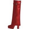imageFSJ Women Platform Chunky Heel Knee High Boots Fold Over Closed Square Toe Back Zipper High Heels Wide Calf Chic Casual Daily Boots Size 416 USRed