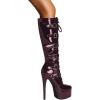 imageFSJ Women Platform Knee High Boots Buckled Strappy Round Toe Laceup Zipper Tall Stiletto High Heel Long Boots Evening Dress Shoes Size 416 USPurple