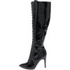 imageFSJ Women Sexy Pointed Toe Laceup Knee High Boots Stiletto High Heel Side Zipper Fashion Party Evening Nightclub Thigh High Boots Size 415 USBlack