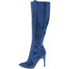 imageFSJ Women Sexy Pointed Toe Laceup Knee High Boots Stiletto High Heel Side Zipper Fashion Party Evening Nightclub Thigh High Boots Size 415 USBlue