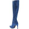 imageFSJ Women Sexy Pointed Toe Laceup Knee High Boots Stiletto High Heel Side Zipper Fashion Party Evening Nightclub Thigh High Boots Size 415 USBlue