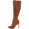 imageFSJ Women Sexy Pointed Toe Laceup Knee High Boots Stiletto High Heel Side Zipper Fashion Party Evening Nightclub Thigh High Boots Size 415 USBrown