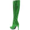 imageFSJ Women Sexy Pointed Toe Laceup Knee High Boots Stiletto High Heel Side Zipper Fashion Party Evening Nightclub Thigh High Boots Size 415 USGreen