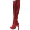imageFSJ Women Sexy Pointed Toe Laceup Knee High Boots Stiletto High Heel Side Zipper Fashion Party Evening Nightclub Thigh High Boots Size 415 USRed