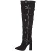imageFSJ Women Stylish High Chunky Heel Over the Knee Boots Pointed Toe Buckled Strappy Thigh High Boots with Zipper Fashion Winter Long Boots Size 415 USBlack
