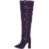 imageFSJ Women Stylish High Chunky Heel Over the Knee Boots Pointed Toe Buckled Strappy Thigh High Boots with Zipper Fashion Winter Long Boots Size 415 USPurple