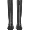 imageFSJ Women Stylish Knee High Boots Chunky Low Flat Heel LaceUp Closed Toe Mid Calf Riding Boot with Back Zipper Fall Winter Long Boots Size 415 USBlack